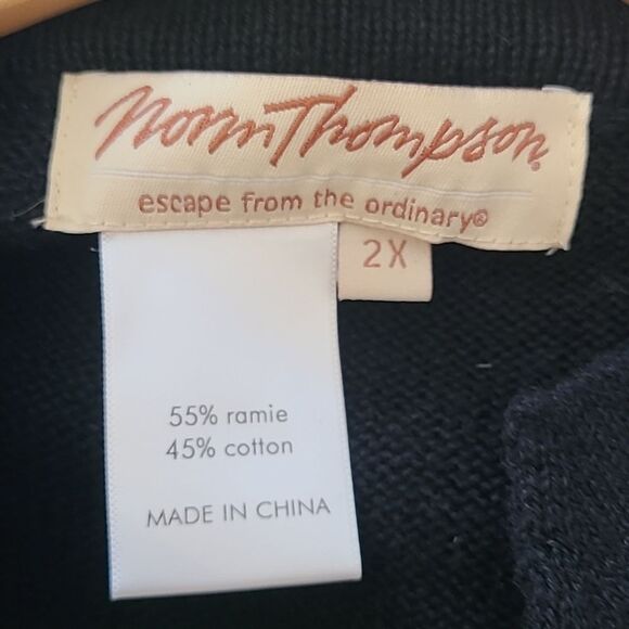 Norm Thompson Black Cotton Blend CARDINAL BIRD Beaded Novelty Sweater Women's 2X - Picture 10 of 12